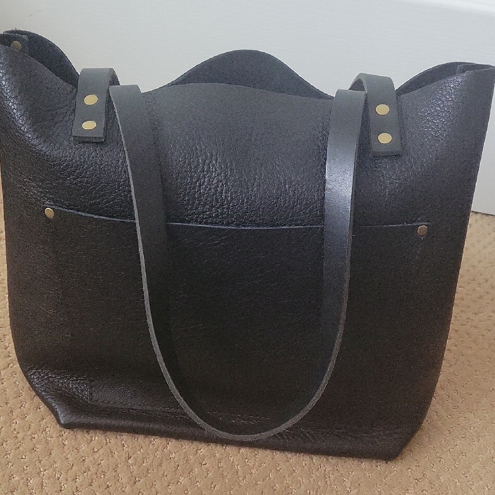 Elegant Black Leather Tote Bag
